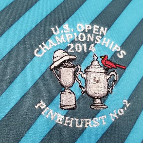 Nike Golf Polo Shirt Mens Large Blue U.S. Open 2014 Pinehurst No2 Dri-FIT - Picture 4 of 11